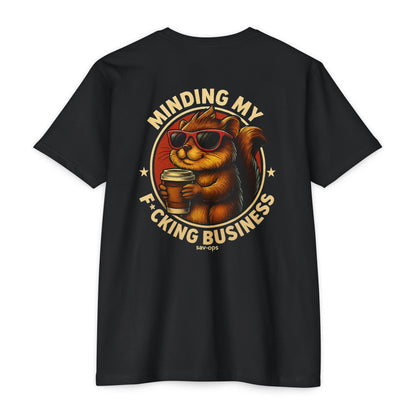 Squirrel Minding My F*cking Business SavOps Back Print T-Shirt - Savage Operators Tactical Tee | T-Shirt | Savage Operators Clothing | Patriotic Apparel | Military Humor | High Quality CVC Black