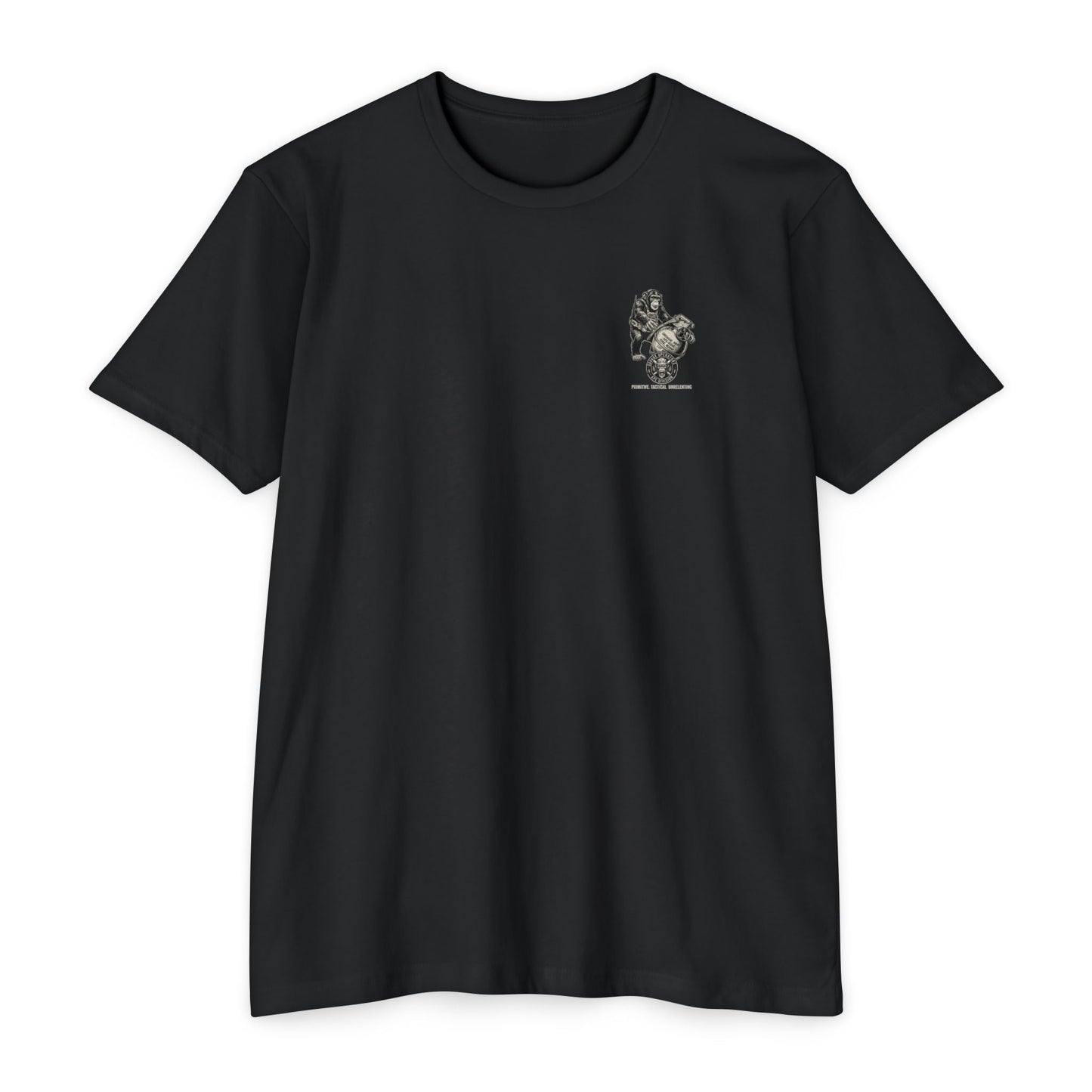 Tactical Ape Grenade Shirt – Savage Operators Back Print Graphic Tee - Savage Operators Tactical Tee | T-Shirt | Savage Operators Clothing | Patriotic Apparel | Military Humor | High Quality CVC Stone Gray