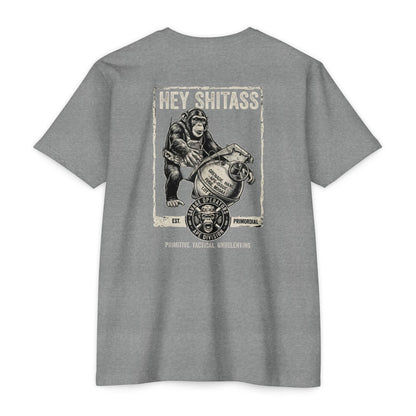 Tactical Ape Grenade Shirt – Savage Operators Back Print Graphic Tee - Savage Operators Tactical Tee | T-Shirt | Savage Operators Clothing | Patriotic Apparel | Military Humor | High Quality Dark Heather Grey