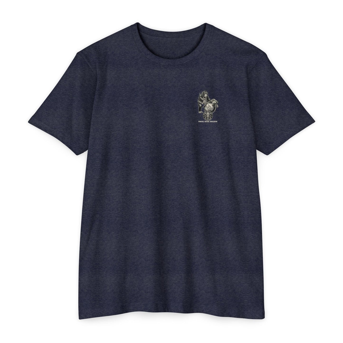 Tactical Ape Grenade Shirt – Savage Operators Back Print Graphic Tee - Savage Operators Tactical Tee | T-Shirt | Savage Operators Clothing | Patriotic Apparel | Military Humor | High Quality CVC Stone Gray