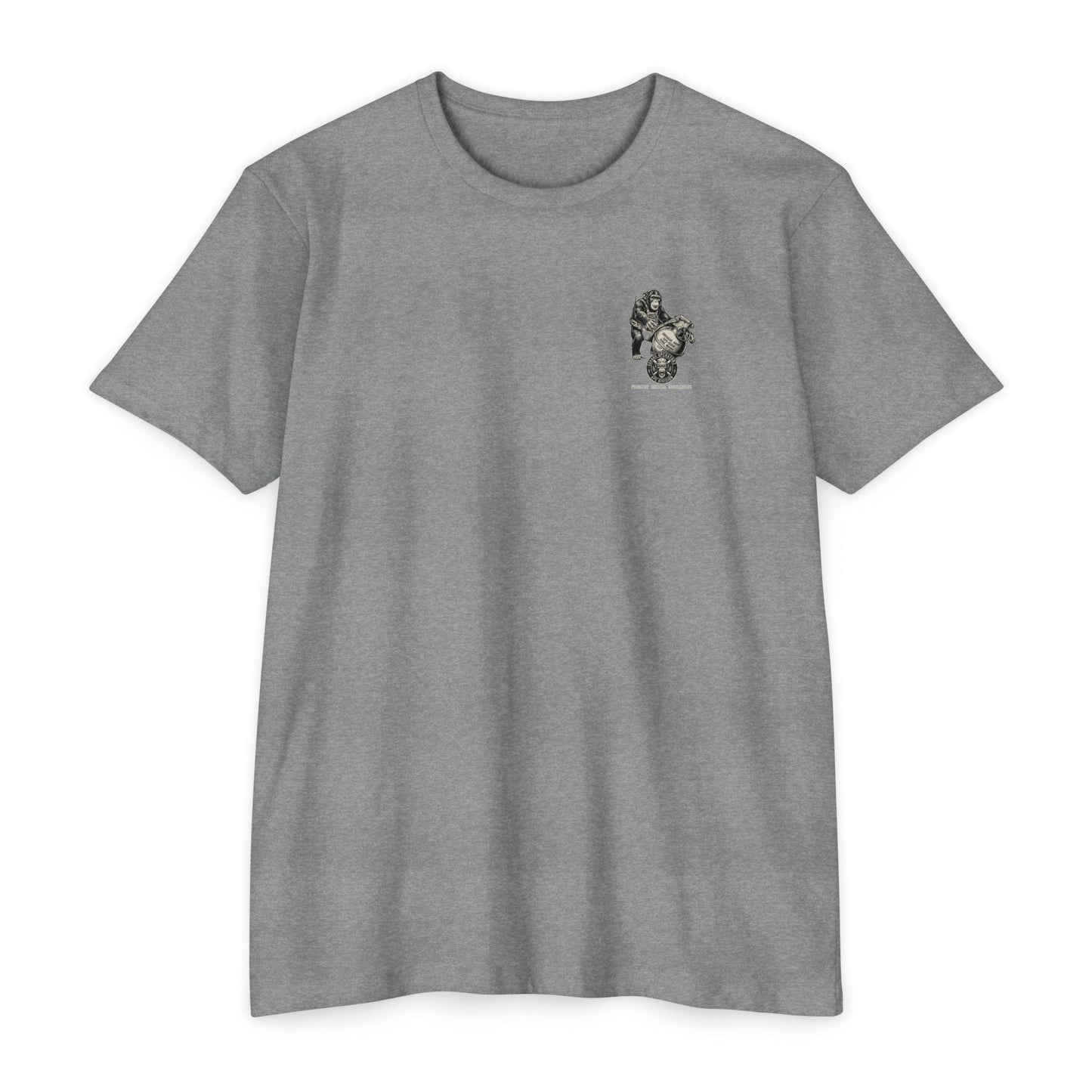 Tactical Ape Grenade Shirt – Savage Operators Back Print Graphic Tee - Savage Operators Tactical Tee | T-Shirt | Savage Operators Clothing | Patriotic Apparel | Military Humor | High Quality CVC Stone Gray