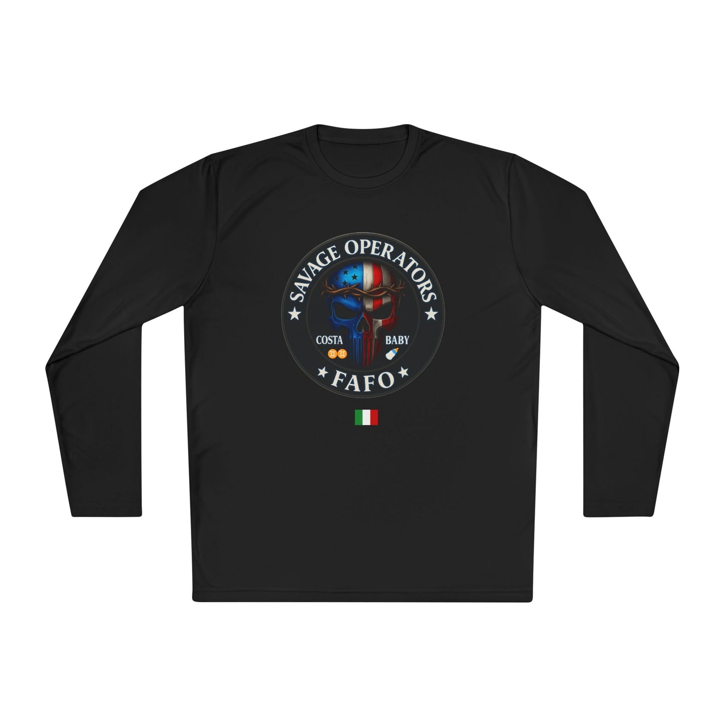 Tactical Lightweight Long Sleeve Tee - Savage Operators FAFO costa edition - Savage Operators Tactical Tee | Long - sleeve | Savage Operators Clothing | Patriotic Apparel | Military Humor | High Quality Black