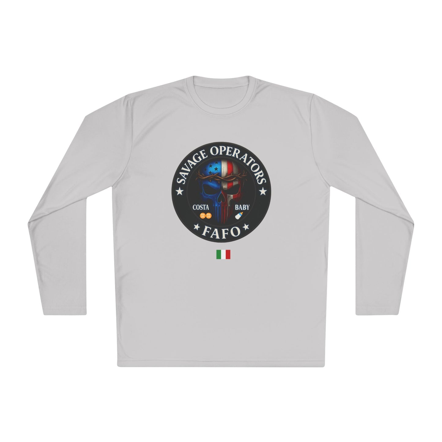 Tactical Lightweight Long Sleeve Tee - Savage Operators FAFO costa edition - Savage Operators Tactical Tee | Long - sleeve | Savage Operators Clothing | Patriotic Apparel | Military Humor | High Quality Silver