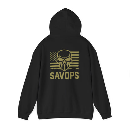 Tactical Skull Flag Hoodie — SAVOPS Military - Inspired Pullover - Savage Operators Tactical Tee | Hoodie | Savage Operators Clothing | Patriotic Apparel | Military Humor | High Quality S