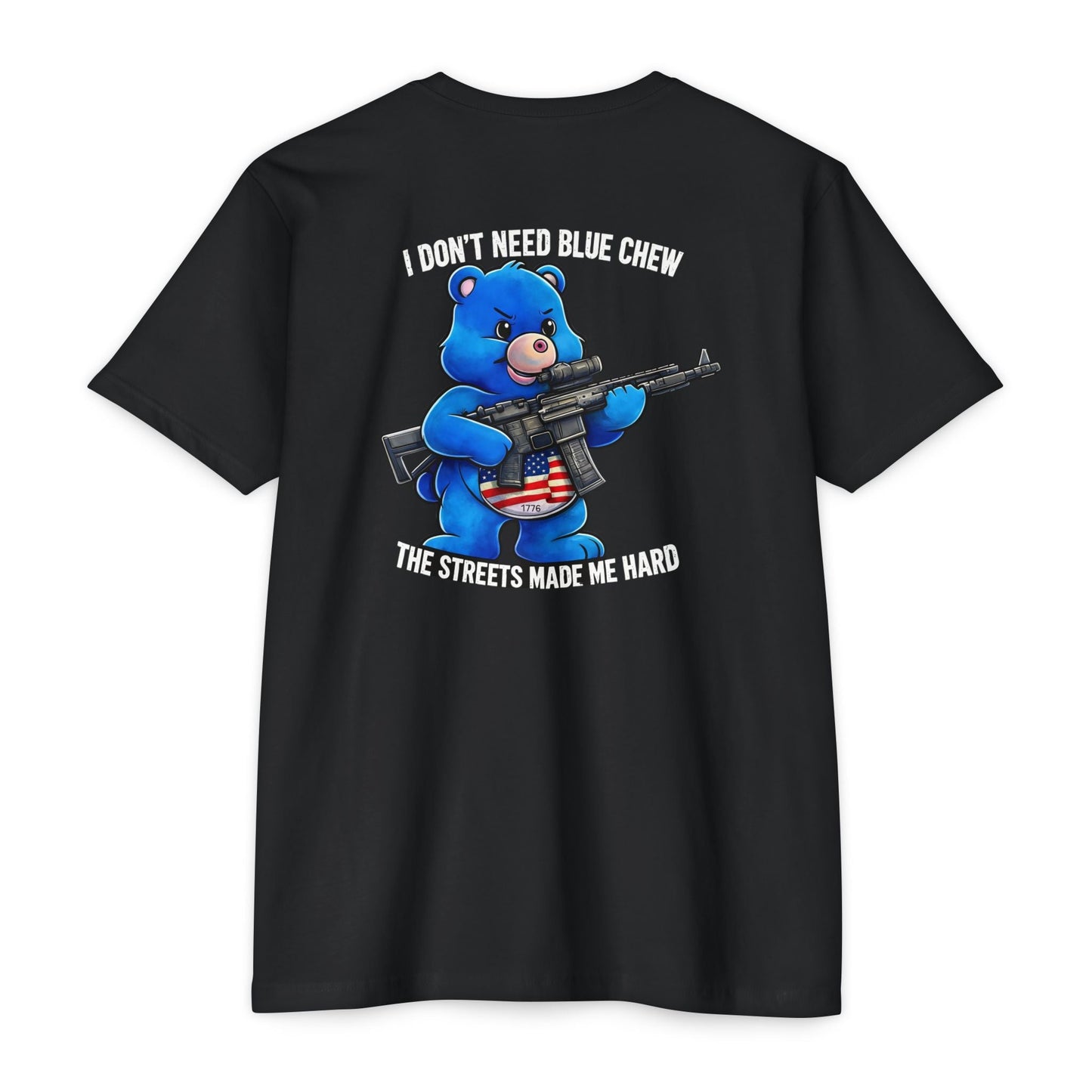 The Streets Made Me Hard - Bare that Dont Care Patriotic Tee Back Print - Savage Operators Tactical Tee | T-Shirt | Savage Operators Clothing | Patriotic Apparel | Military Humor | High Quality CVC Black