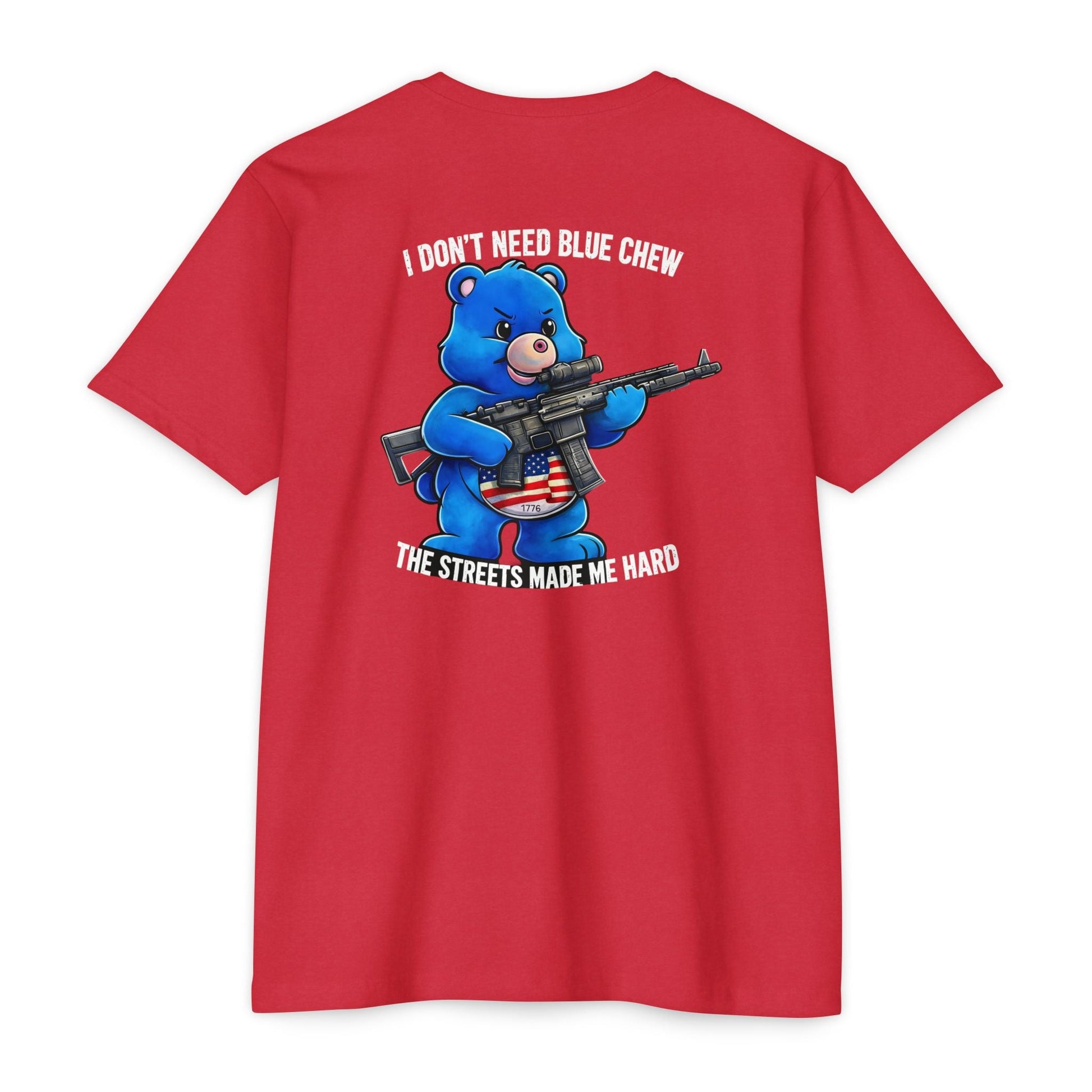 The Streets Made Me Hard - Bare that Dont Care Patriotic Tee Back Print - Savage Operators Tactical Tee | T-Shirt | Savage Operators Clothing | Patriotic Apparel | Military Humor | High Quality CVC Red