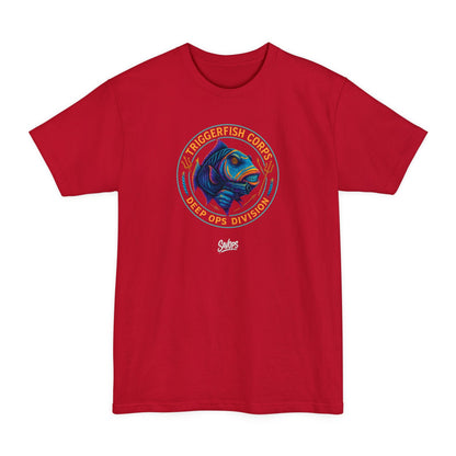 Trigger Fish Deep Ops Tactical Shirt – Savage Operators Funny Tactical Tee (XLT Tall Fit) - Savage Operators Tactical Tee | T-Shirt | Savage Operators Clothing | Patriotic Apparel | Military Humor | High Quality Deep Red