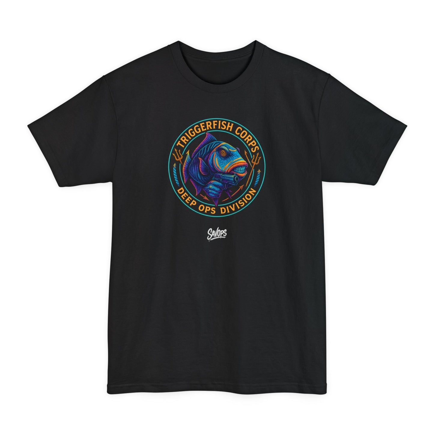 Trigger Fish Deep Ops Tactical Shirt – Savage Operators Funny Tactical Tee (XLT Tall Fit) - Savage Operators Tactical Tee | T-Shirt | Savage Operators Clothing | Patriotic Apparel | Military Humor | High Quality Black