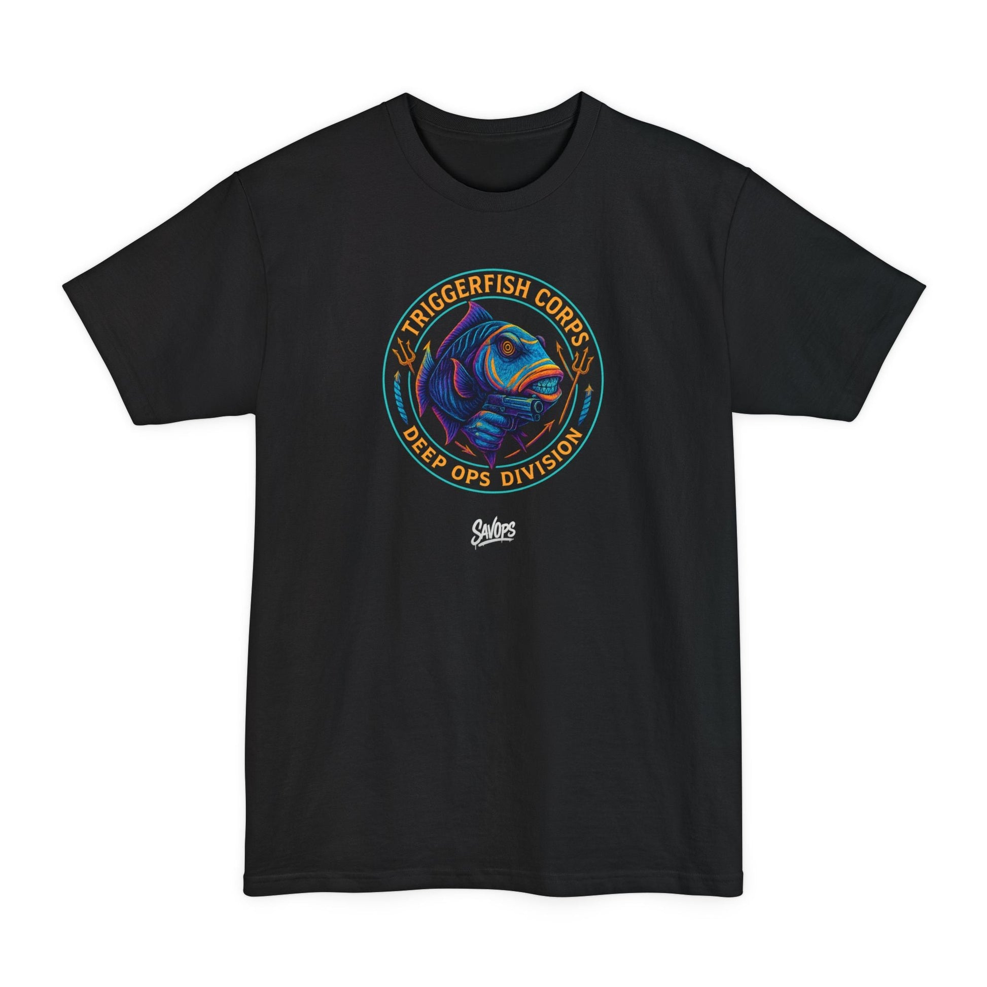 Trigger Fish Deep Ops Tactical Shirt – Savage Operators Funny Tactical Tee (XLT Tall Fit) - Savage Operators Tactical Tee | T-Shirt | Savage Operators Clothing | Patriotic Apparel | Military Humor | High Quality Black