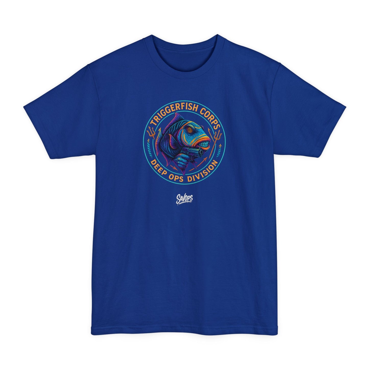 Trigger Fish Deep Ops Tactical Shirt – Savage Operators Funny Tactical Tee (XLT Tall Fit) - Savage Operators Tactical Tee | T-Shirt | Savage Operators Clothing | Patriotic Apparel | Military Humor | High Quality Deep Royal
