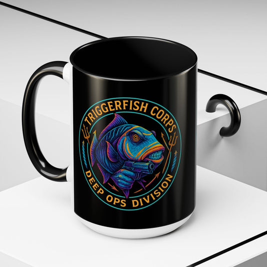 Triggerfish Corps Deep Ops Coffee Mug — 16oz - Savage Operators Tactical Tee | Mug | Savage Operators Clothing | Patriotic Apparel | Military Humor | High Quality 15oz