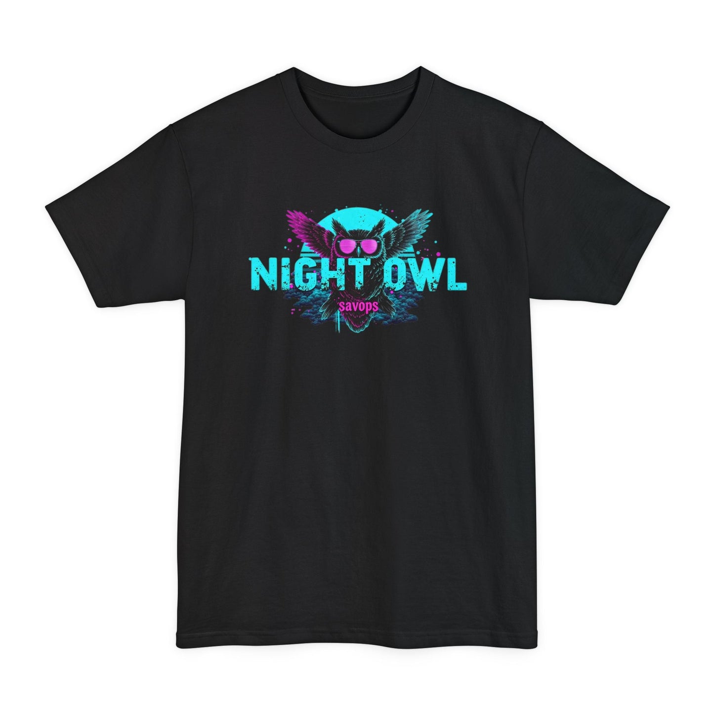 XLT - Night Owl Graphic T-Shirt — Neon Owl Design - Big & Tall - Savage Operators Tactical Tee | T-Shirt | Savage Operators Clothing | Patriotic Apparel | Military Humor | High Quality Black