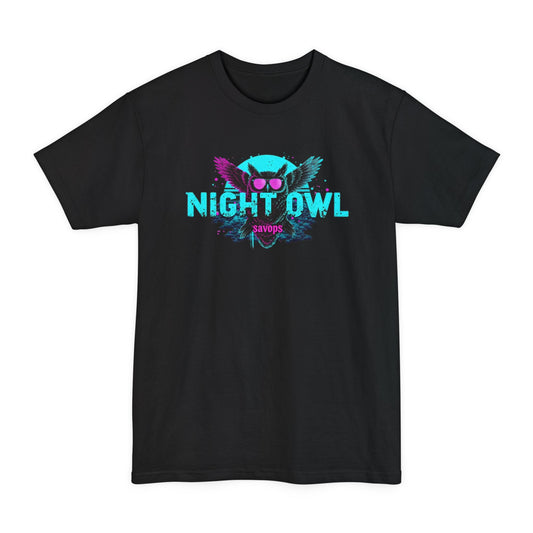 XLT - Night Owl Graphic T-Shirt — Neon Owl Design - Big & Tall - Savage Operators Tactical Tee | T-Shirt | Savage Operators Clothing | Patriotic Apparel | Military Humor | High Quality Black